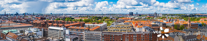 夏季丹麦哥本哈根中心城市屋顶鸟瞰全景图片素材