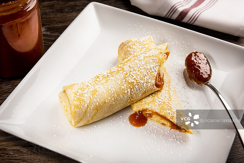 果酱可丽饼甜点摄影图片素材