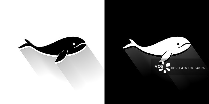 带长阴影的鲸鱼黑白图标图片素材