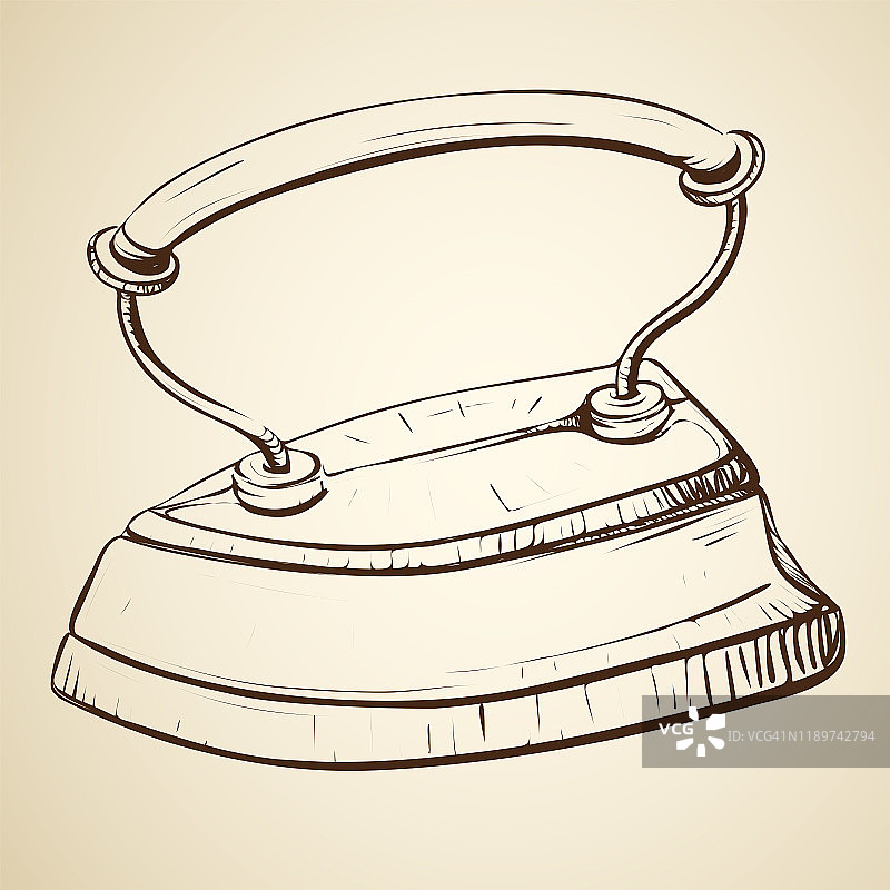复古熨斗黑白素描图片素材
