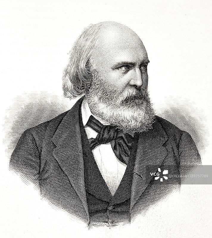 戈特弗里德·金克尔，德国作家，1815-1882年图片素材