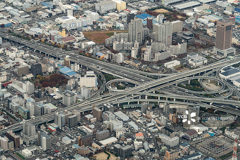 日本大阪府东大阪市飞机航拍景观图片素材