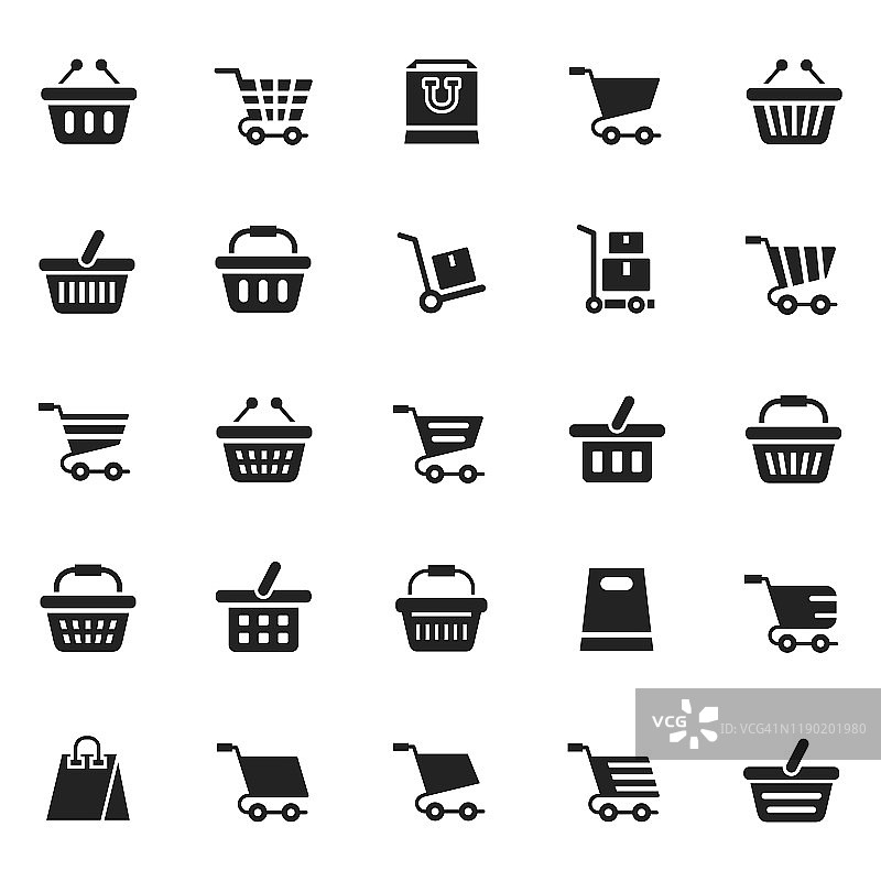 购物篮图标集图片素材