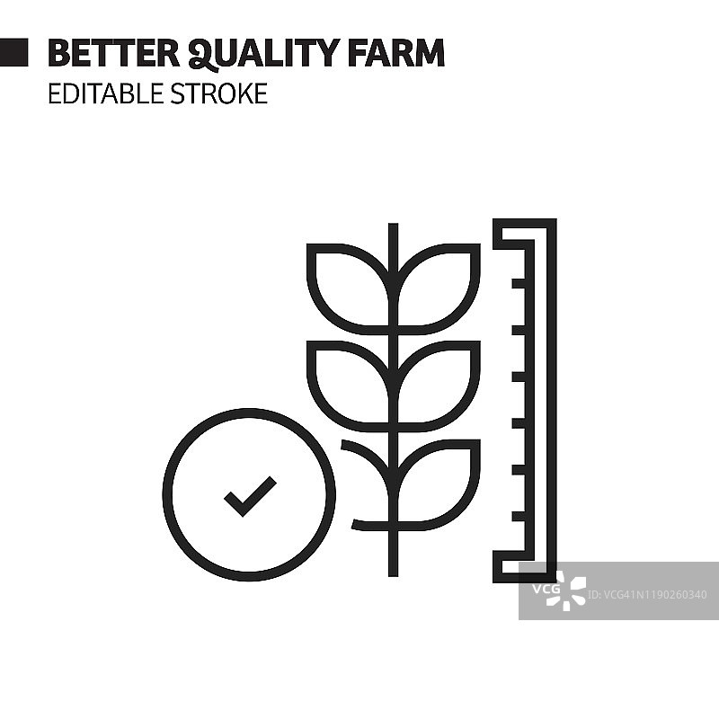 优质农场线性图标，轮廓矢量符号插图。像素完美，可编辑笔触。图片素材