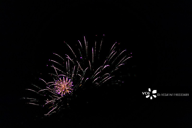 黑色天空下的新年烟花图片素材