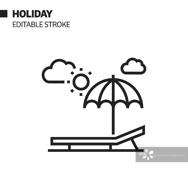 夏季假日线性图标矢量符号插图（可编辑）图片素材