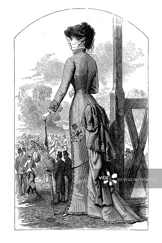 维多利亚时期手持雨伞的女性图片素材