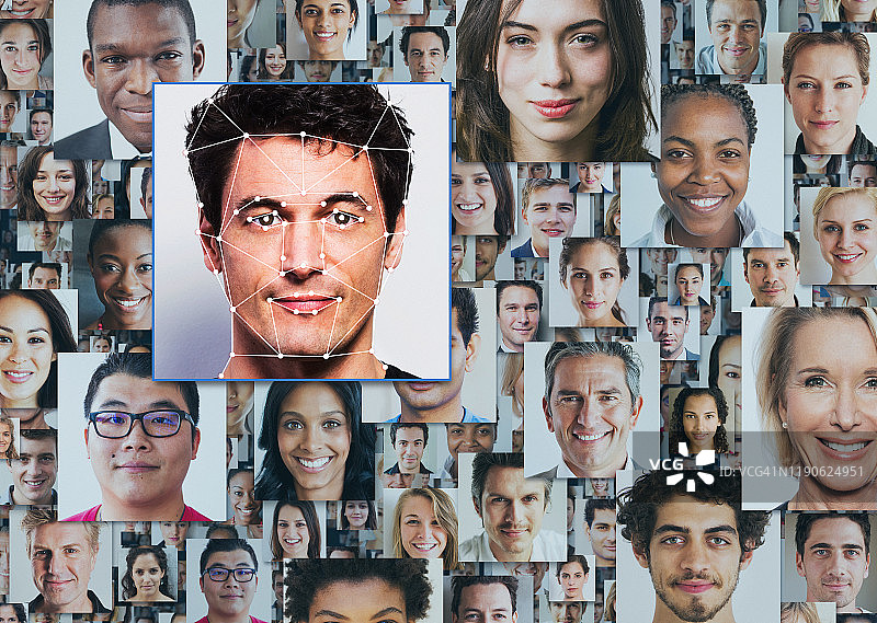许多不同的人的画像，一个在人群中脱颖而出图片素材