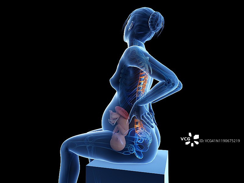 背痛的孕妇插图图片素材