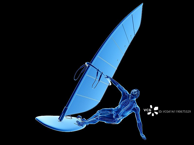 帆板冲浪者的骨骼插图图片素材