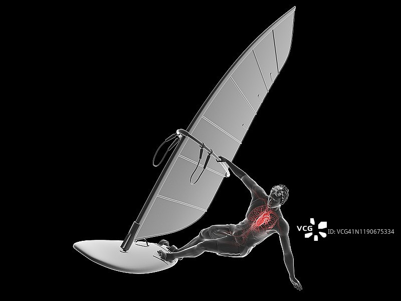 帆板冲浪者的心，插画图片素材