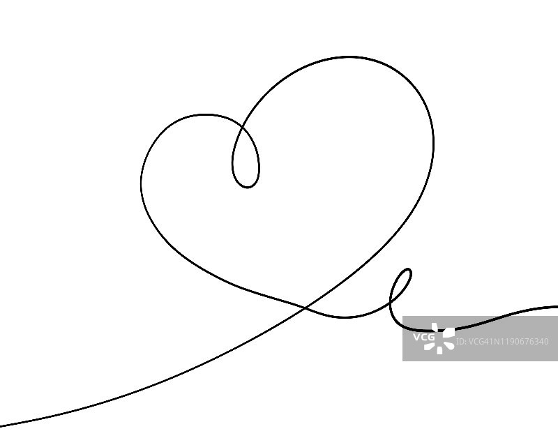 单线绘制的心形图案图片素材