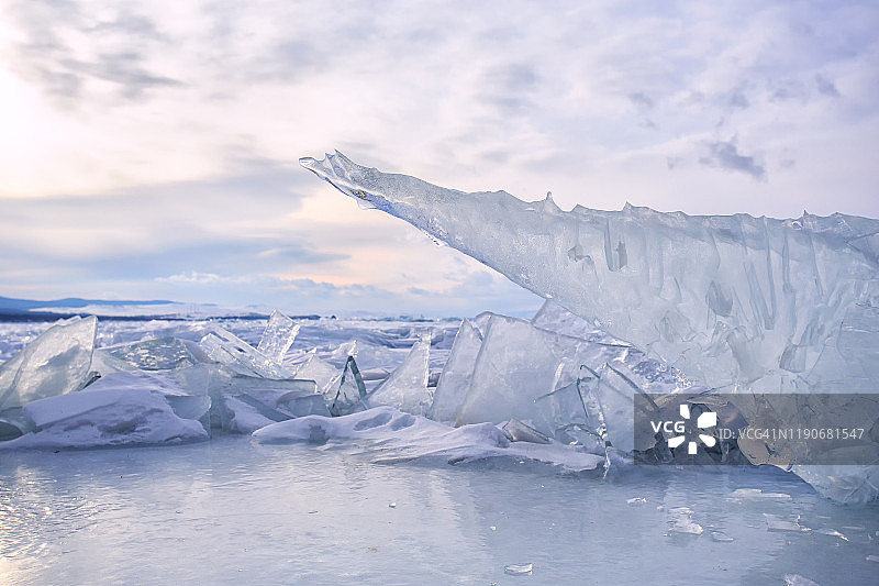 俄罗斯贝加尔湖冬季景观图片素材