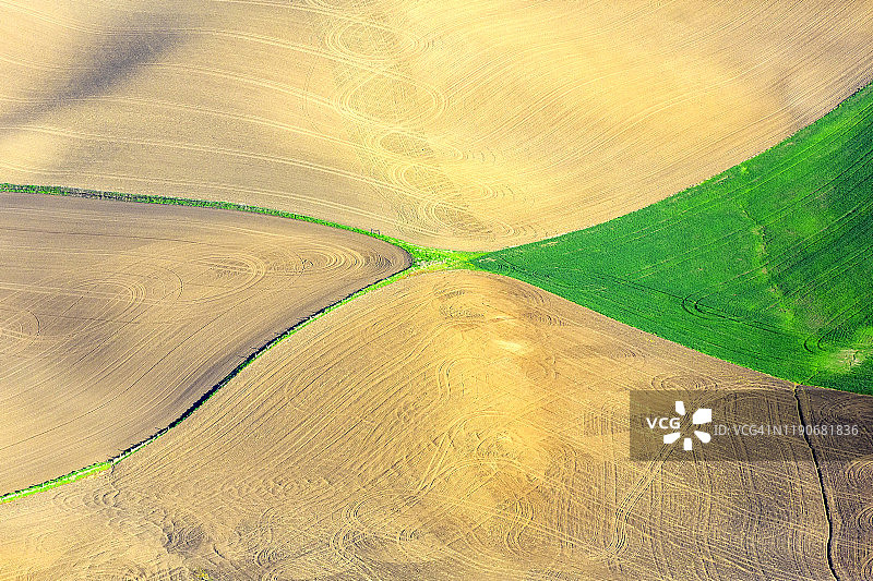 美国华盛顿州帕卢斯麦田图案航拍图片素材