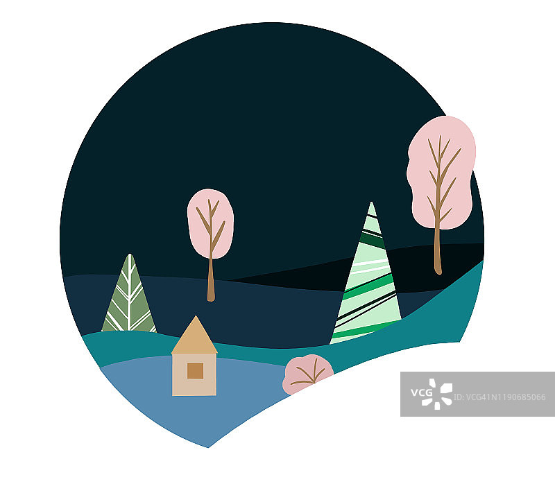 圣诞树圣诞贺卡插画图片素材