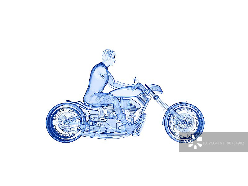 男人骑摩托车，插图图片素材