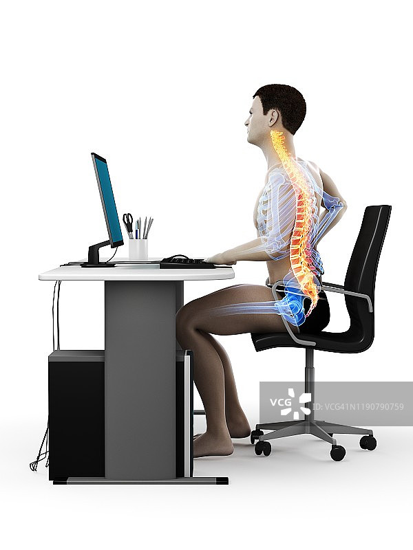 背痛的上班族概念插画图片素材