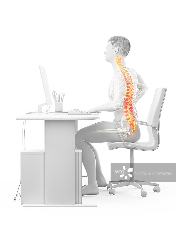 背痛的上班族概念插画图片素材