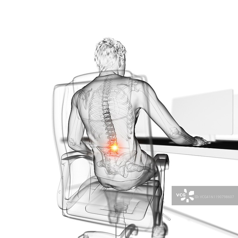背痛的上班族插画图片素材