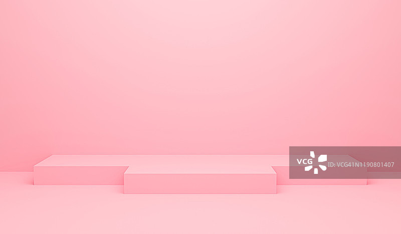 粉色抽象几何背景3D渲染图，现代网站颁奖典礼舞台图片素材