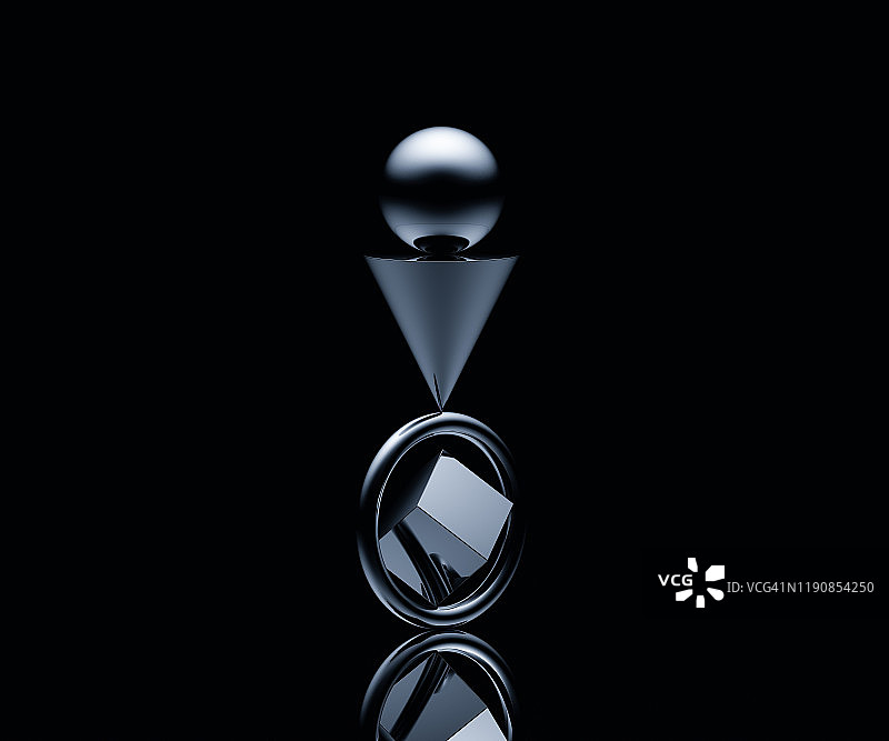 平衡的球体、锥体、环和立方体图片素材