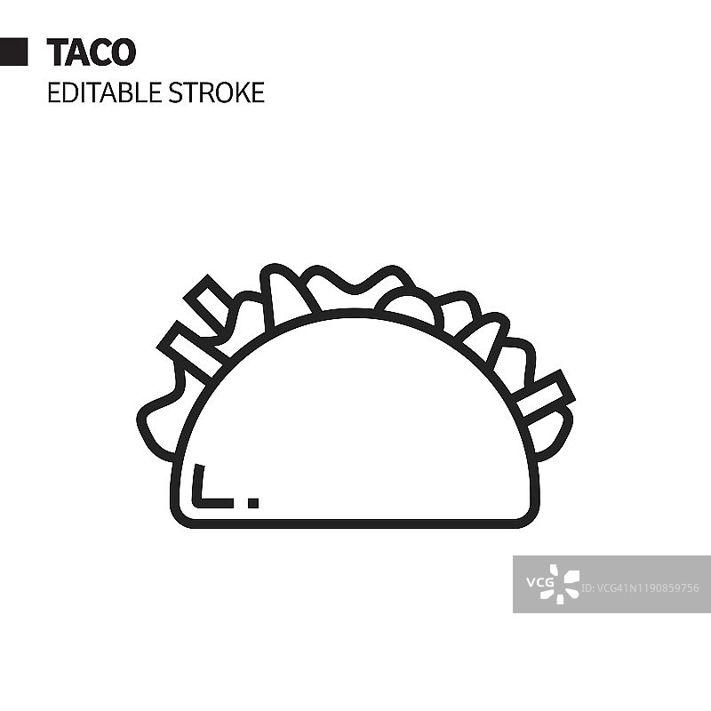 塔可线性图标矢量符号插图图片素材