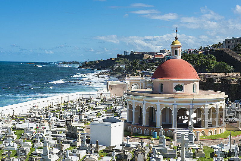 波多黎各圣玛拉抹大拉德帕齐斯公墓海景图片素材