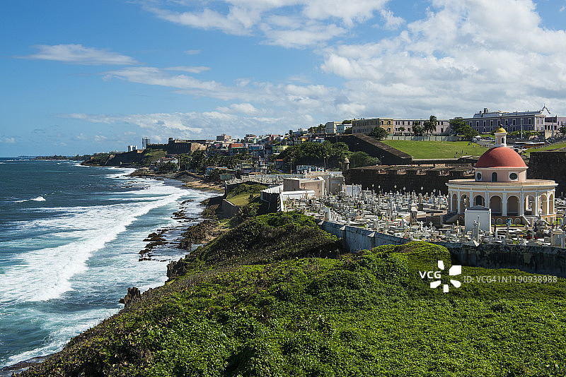 波多黎各圣玛拉玛达莱纳德帕齐斯公墓海景图片素材
