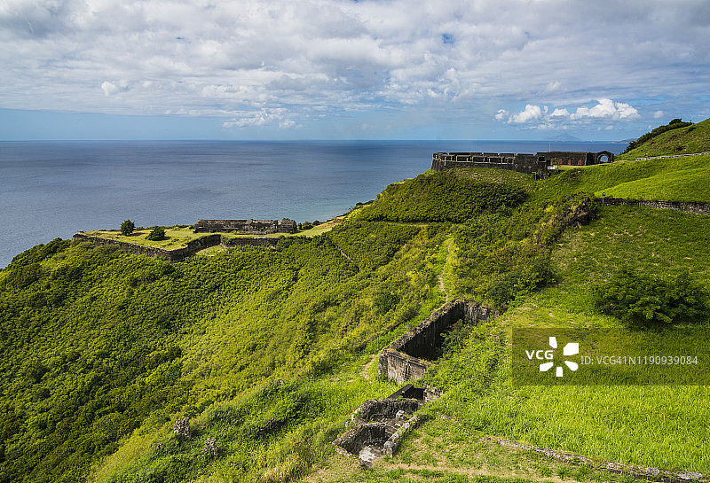 圣基茨和尼维斯硫磺山要塞海景图片素材