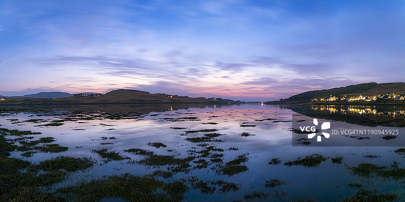 英国苏格兰斯凯岛邓韦根湖日落全景图片素材