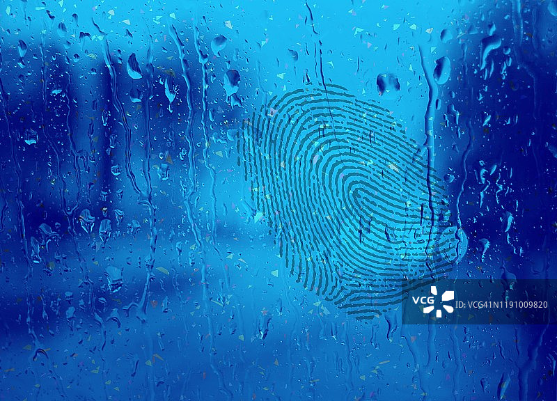 湿玻璃上的指纹插图图片素材