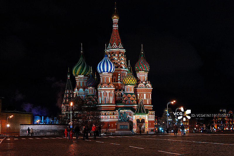 夜幕下的莫斯科圣瓦西里大教堂图片素材