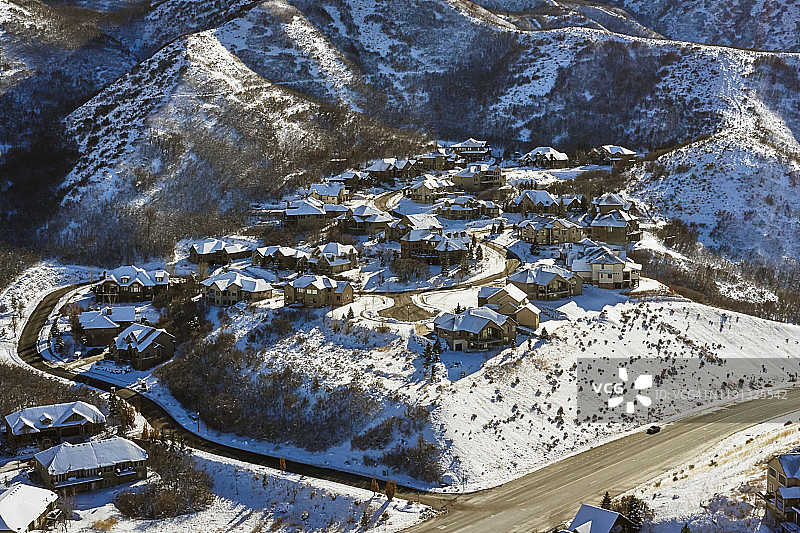雪景社区无人机航拍图片素材