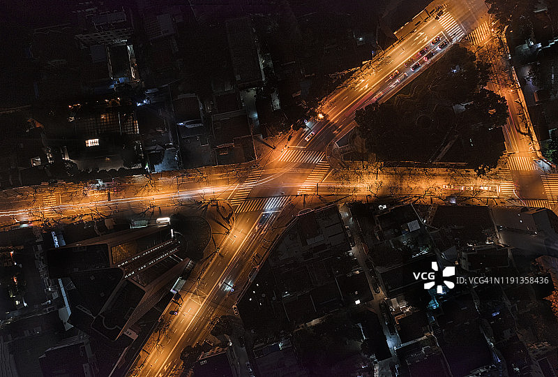 上海X交叉路口夜景图片素材