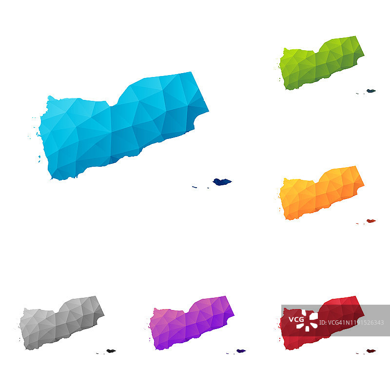 也门低多边形风格地图图片素材