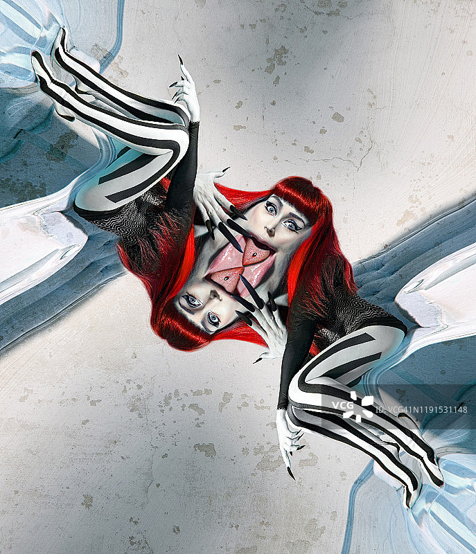 奇异的双胞胎肖像图片素材