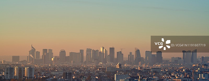 巴黎拉德芳斯全景天际线图片素材