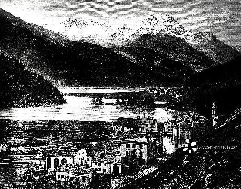 山谷中的小镇图片素材