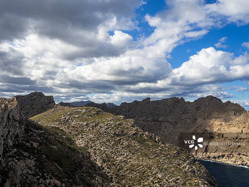 马略卡岛埃斯库洛梅观景点：壮丽海景与悬崖图片素材