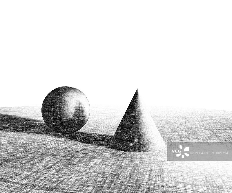 投射在球体上的锥形阴影图片素材