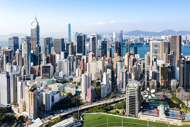 香港市中心鸟瞰图图片素材