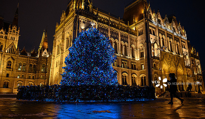 科苏特广场的圣诞树，布达佩斯图片素材