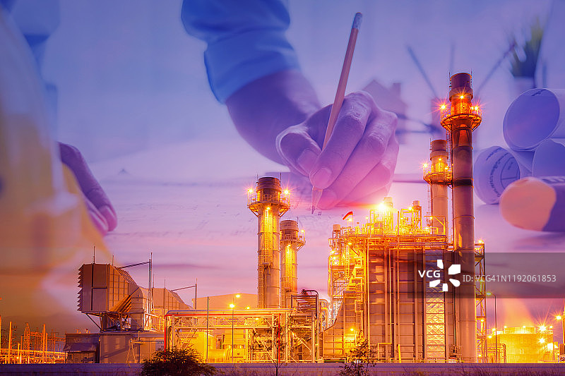 建筑工程师工作规划双重曝光效果图片素材