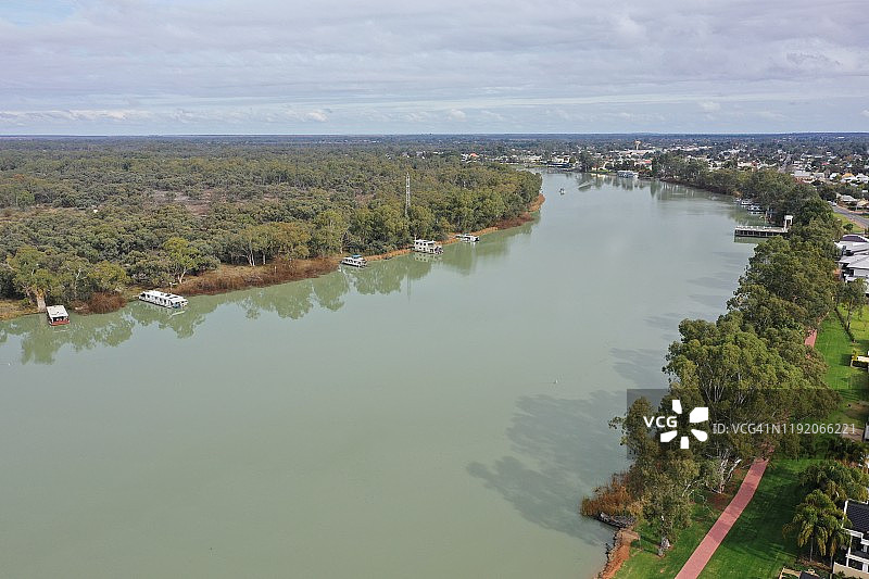 南澳大利亚州墨累河畔的伦马克鸟瞰图图片素材