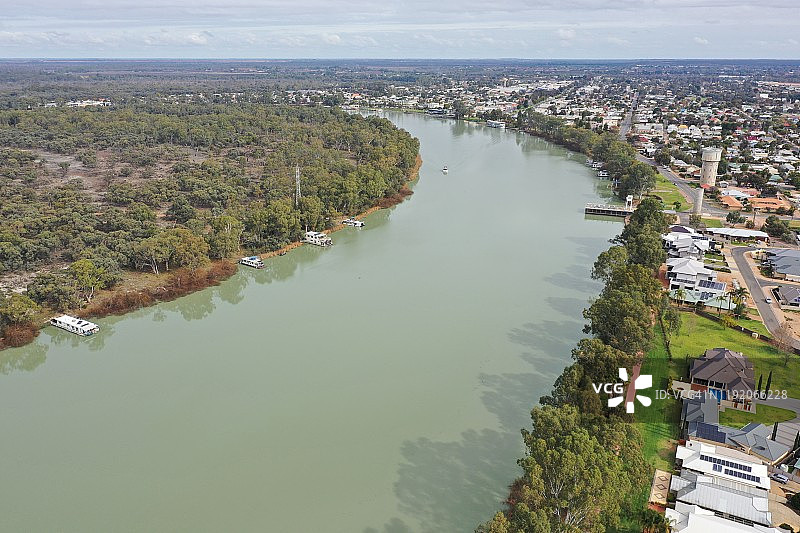 南澳大利亚州墨累河畔的伦马克鸟瞰图图片素材