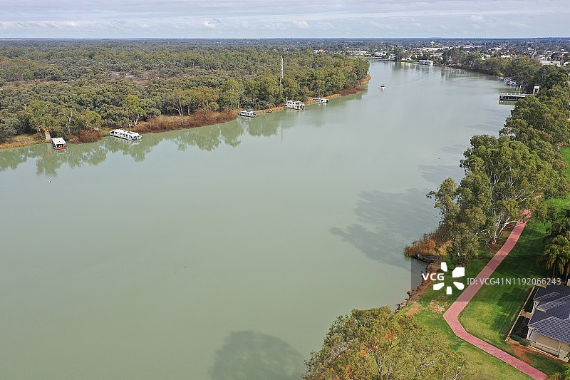 南澳大利亚州墨累河畔的伦马克鸟瞰图图片素材