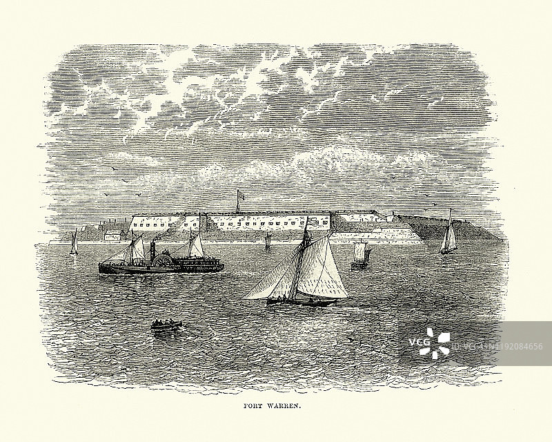 马萨诸塞州沃伦堡：波士顿港的历史堡垒入口图片素材