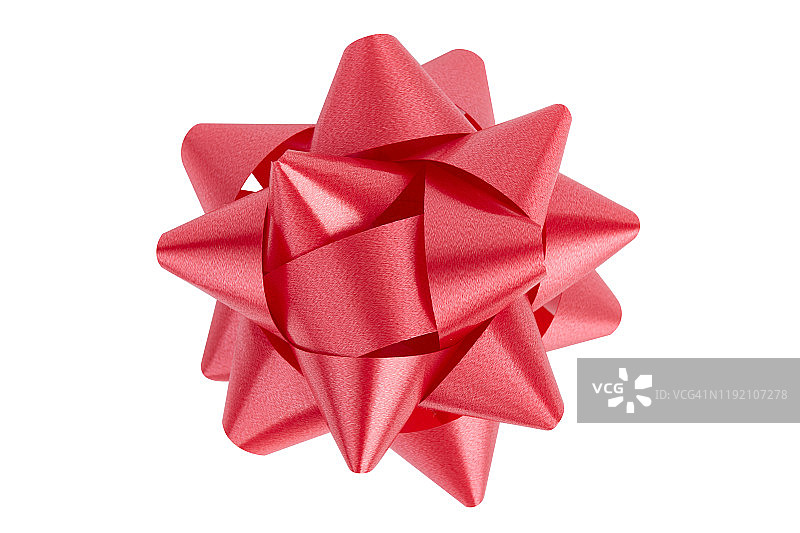 白色背景上孤立的红色礼品蝴蝶结图片素材