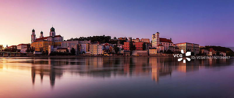 帕绍日落（德国巴伐利亚）图片素材