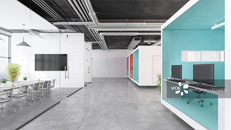 现代开放式办公室内景图片素材